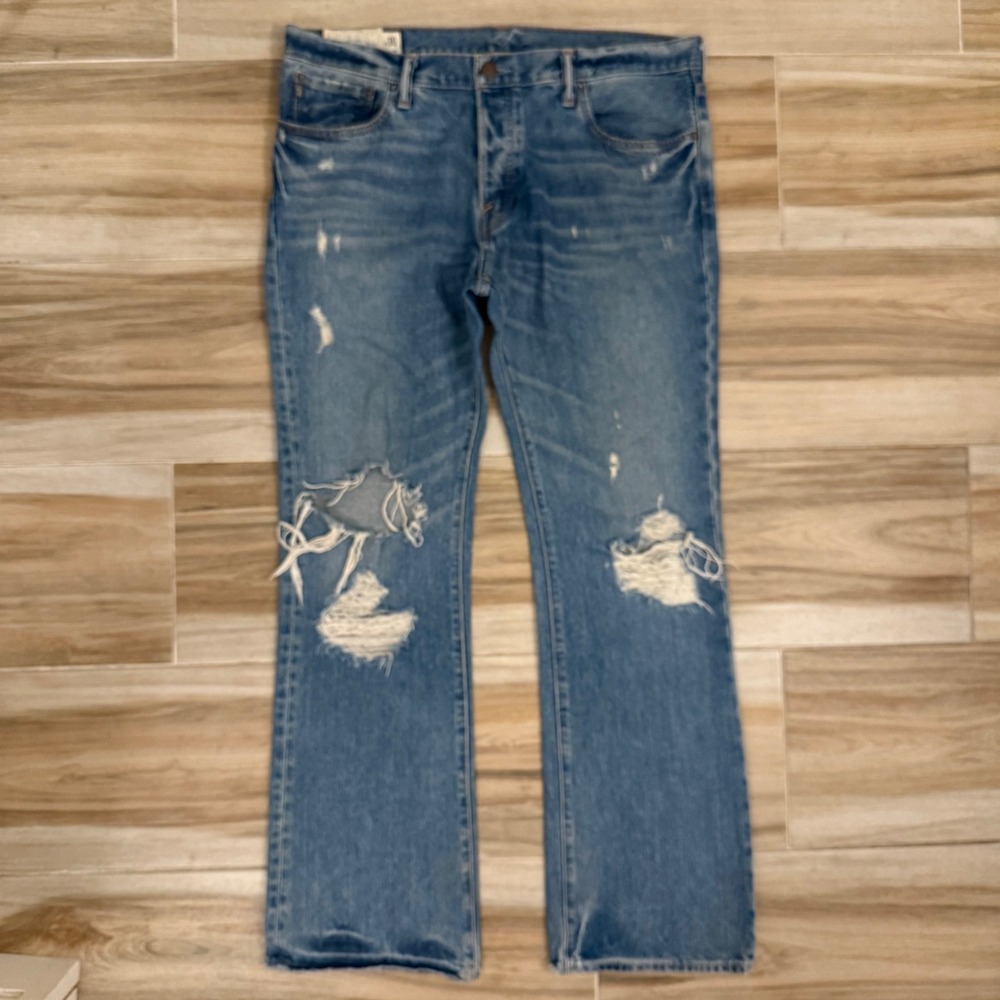 Vintage Abercrombie & Fitch Baxter Jeans 36x32 Low Rise Slim Boot Distressed
